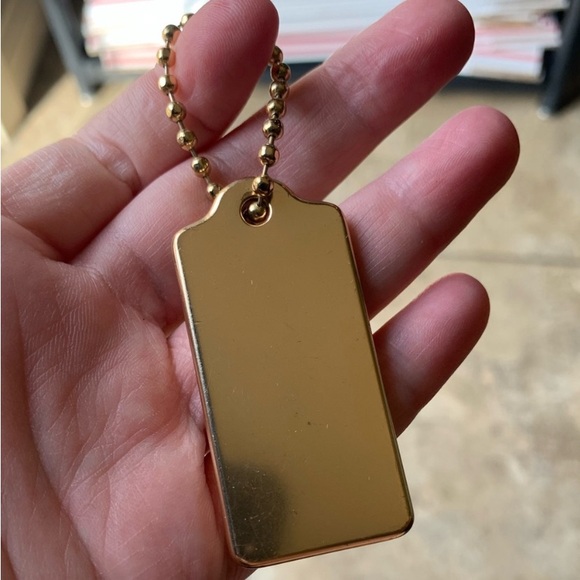 NEW AUTHENTIC COACH GOLD HANGTAG WITH COACH BALL CHAIN - Picture 2 of 3
